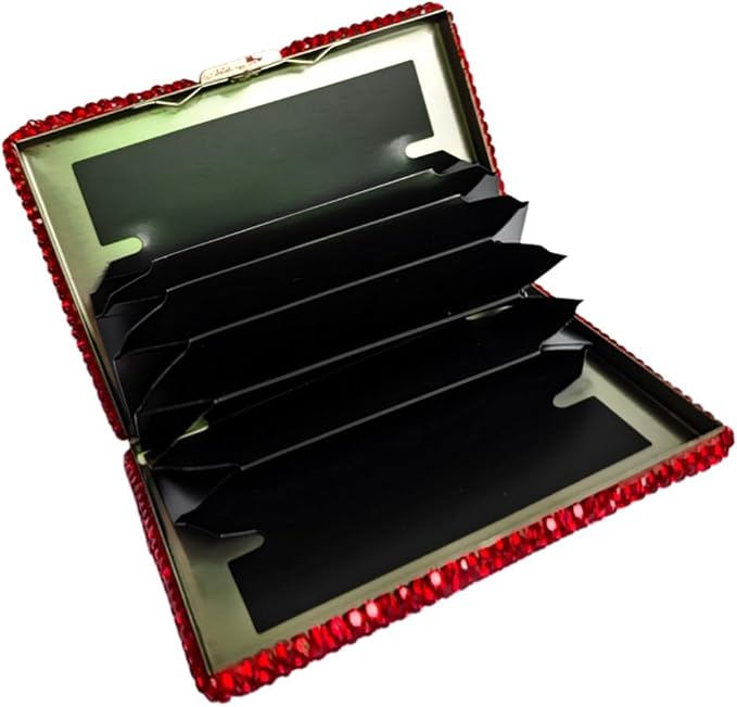1Pc Card Wallet Card Case Bling Bling Business Card Holder,Red | Fashion,Crystal and Aluminum,Unisex-Adults,Compact Purse,Rhinestone