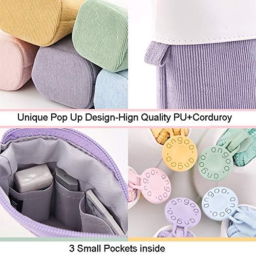 Telescopic Pencil Bag Pen Holder Stationery Case, PU Corduroy Stand-up Retractable Transformer Bag Colorful Organizer, Great for Christmas Holiday