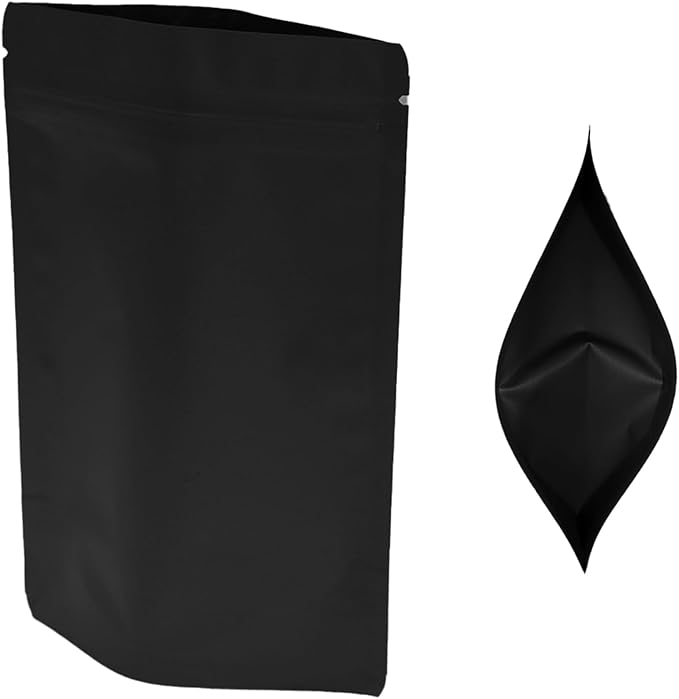 100PCS Smell Proof Resealable Pouch Bags,ULIFESTAR Aluminum Foil Flat Food Storage Bag,Sealable Pcsaging Zipper Pouches with Tear Notches for Pcsaging Lipgloss,Jewelry,etc(10*15cm/3.94*5.91",Black)