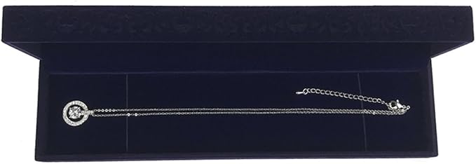DesignSter Hollow Sapphire Blue Velvet Necklace Box - Long Chain Necklace Storage Case Jewelry Packaging Gift Box