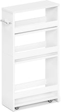 MARTY White Slim Storage Cart with Wheels, 4 Tier Rolling Utility Cart with Handle Slide Out Shelving Unit Organizer Trolley for Laundry Kitchen Bathroom Narrow Places Small Corner