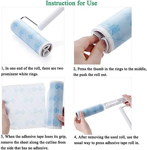 Large Lint Roller 6.3" Sticky Roller Extendable Handle for Floor & Pet Hair | Long Handle Sticky Mop, 4-section Adjustable Pole, 30 Sheets Cleans Carpets, Curtains, Cars, Bedding, Couches, Clothing