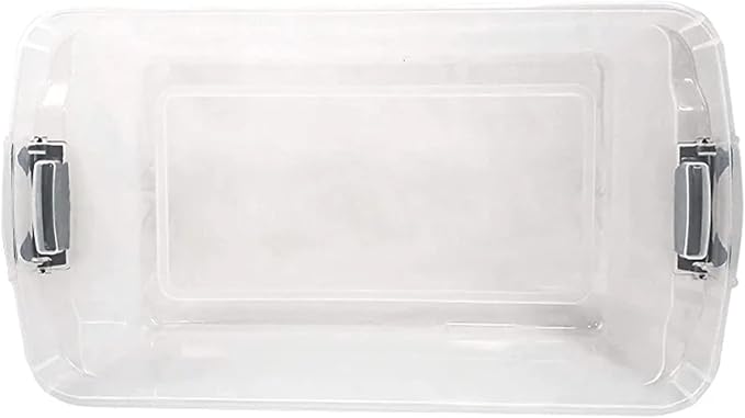 HOMZ Secure Latch Clear Plastic Storage Organizer Bins, 64 Quart, 2-Pack | Gray Latches - Stackable Container Boxes for Bedroom, Bathroom, Garage, and Office Organization