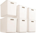 6 pack large plastic White storage bins with Lids, Toy Box Chest with Handle，Organizer Containers Baskets for Baby,Nursery，Shelves，Playroom, Bedroom，Office,Closet，home (White, 6XL)