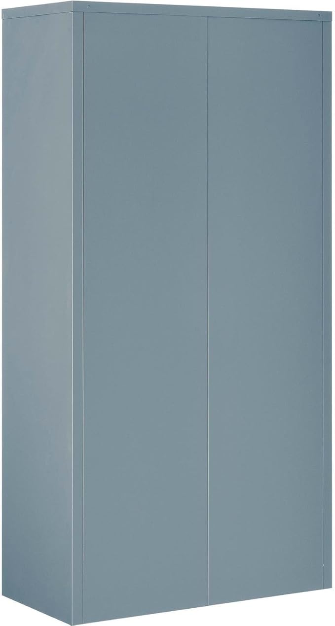 Global Industrial Wardrobe Storage Cabinet with Garment Rod, Steel Construction, Recessed Handle with Keyed Lock, 300 lbs Shelf Capacity, 36" W x 24" D x 72" H, Gray, Assembled