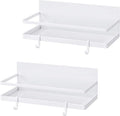 Magnetic Spice Rack with 4 Removable Hooks, Strong Magnet Spice Shelf for Spices, Cooking Oils, Salt, Pepper, Works Perfectly on the Side of Refrigerator for Small Kitchen/Apartment (White)