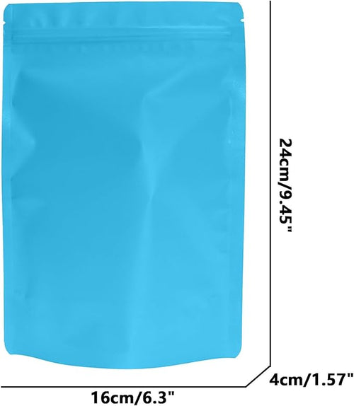 100PCS Smell Proof Resealable Pouch Bags,ULIFESTAR Aluminum Foil Flat Food Storage Bag,Sealable Pcsaging Zipper Pouches with Tear Notches for Pcsaging Lipgloss,Jewelry,etc(16 * 24cm/6.3 * 9.45",Blue)