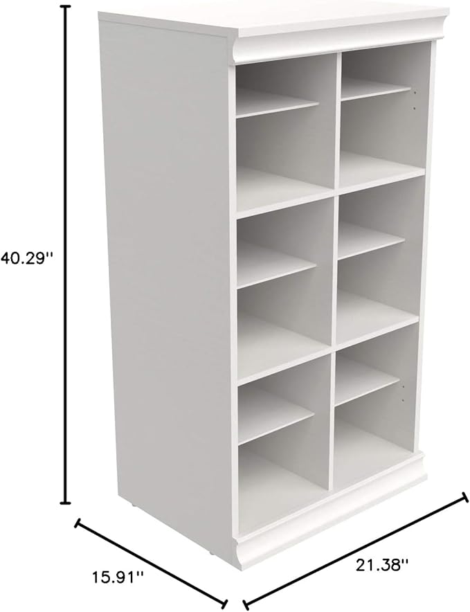 ClosetMaid Modular Storage Shelf Unit with 12 Adjustable Shelves & Dividers, White