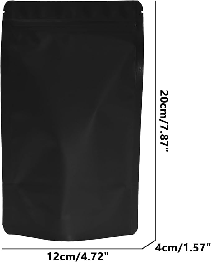 100PCS Smell Proof Resealable Pouch Bags,ULIFESTAR Aluminum Foil Flat Food Storage Bag,Sealable Pcsaging Zipper Pouches with Tear Notches for Pcsaging Lipgloss,Jewelry,etc(12*20cm/4.72*7.87",Black)