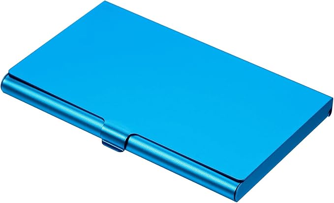 PATIKIL Business Card Holder, Aluminum Alloy Flip Cover Slim Name Cards Case for Women Men, Blue