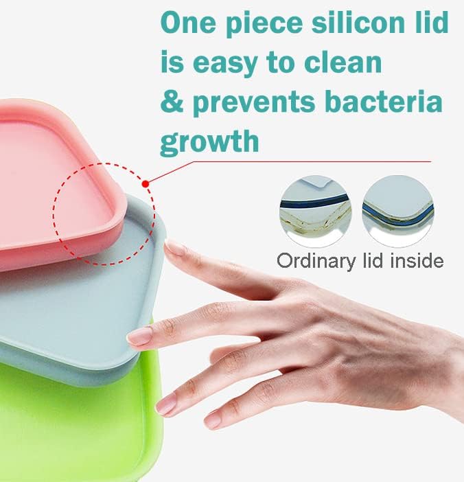 PrepCube Food Storge Continer with Silicon Lid Airtight -3PC Set, BPA-Free, Stackable Freezer Storge, Leftovers Storge, Prep Meal Storge, Kitchen and Pantry Organization Leakproof