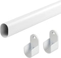 Oval Closet Rod for Hanging Clothes Adjustable Closet Rods 18 to 87 Inch Heavy Duty White Poles Bar Closet Rod Expandable for Wardrobes Laundry RV
