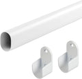 Oval Closet Rod for Hanging Clothes 18 to 40 Inch Adjustable Closet Rods 1 inch Diameter With End Supports White Poles Bar Closet Rod Expandable for Wardrobes
