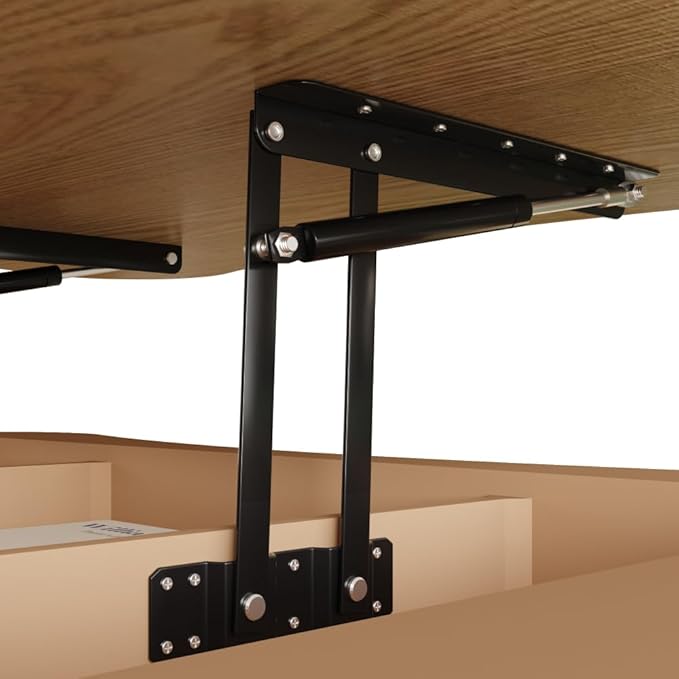 Lift Top Coffee Table with Hidden Storage Fluted Panel Silent Hydraulic Lift Curved Corners (Natural)