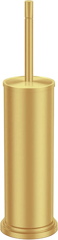 Gold Toilet Brush and Holder Set,304 Stainless Steel Toilet Brush for Bathroom with Long Handle, Heavy Duty Brass Toilet Bowl Brush,Removable Inner Bowl and Splash Protection,Deep Cleaning