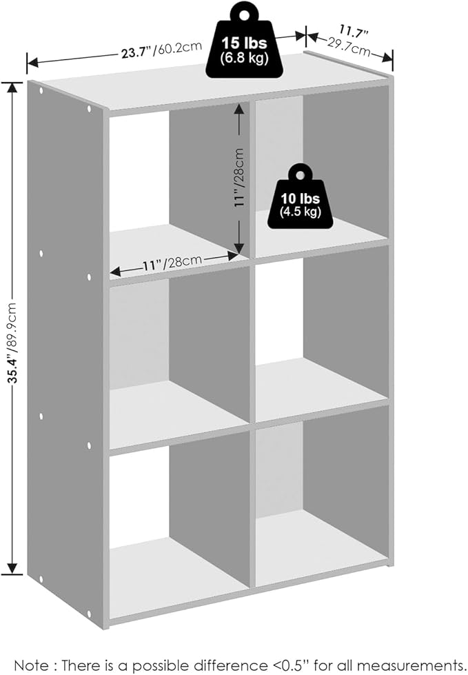 HomeStock Modern Minimalism Cubic Storage Cabinet, Bookcase, Bookshelf White/6 Cube