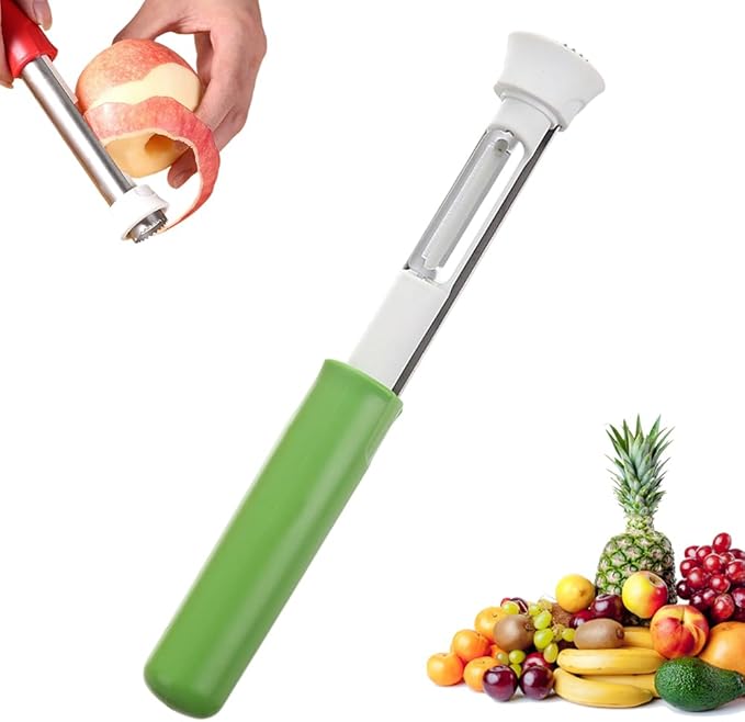 2 in 1 Apple Corer and Peeler Tool, 2026 Upgrade Stainless Steel Red Bell Pepper Seed Corer, Multi-Purpose Apple Corer for Home Kitchen, Vegetable Fruit Kitchen Gadget (1, Green)
