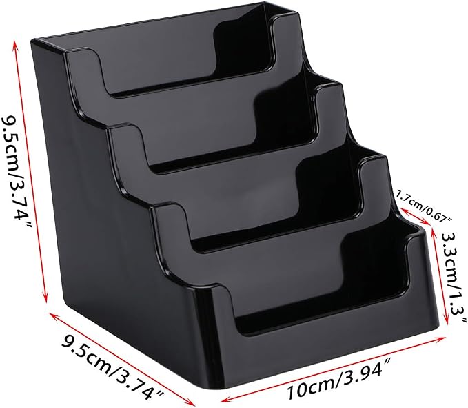 Hipiwe 2 Packs 4-Tier Acrylic Business card Holder Stand Clear Desktop Index Card Filing Card Holder Diaplay