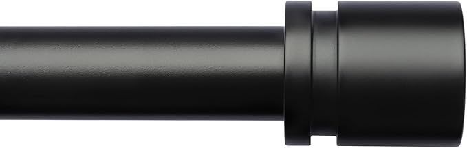 Byondeth Curtain Rods for Windows 16 to 170 Inches Adjustable Length 1 Inch Diameter Window Curtain Rod with Aluminium Finials, Black