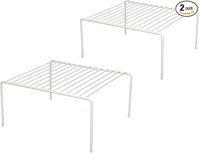 Greenbrier Kitchen Cabinet Shelf Storage Organizer Rack, Set of 2 - White, Steel Wire Rack, Space Efficient, Easy to Clean, 10'L x 6'H x 7'D