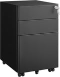 Approgreent Fully Assembled 3 Drawer File Cabinets for Home Office | Lockable Mobile Filing Cabinet with Anti-tipping Wheels, Fits A4, Letter & Legal Size Files & Folders, Matte Black