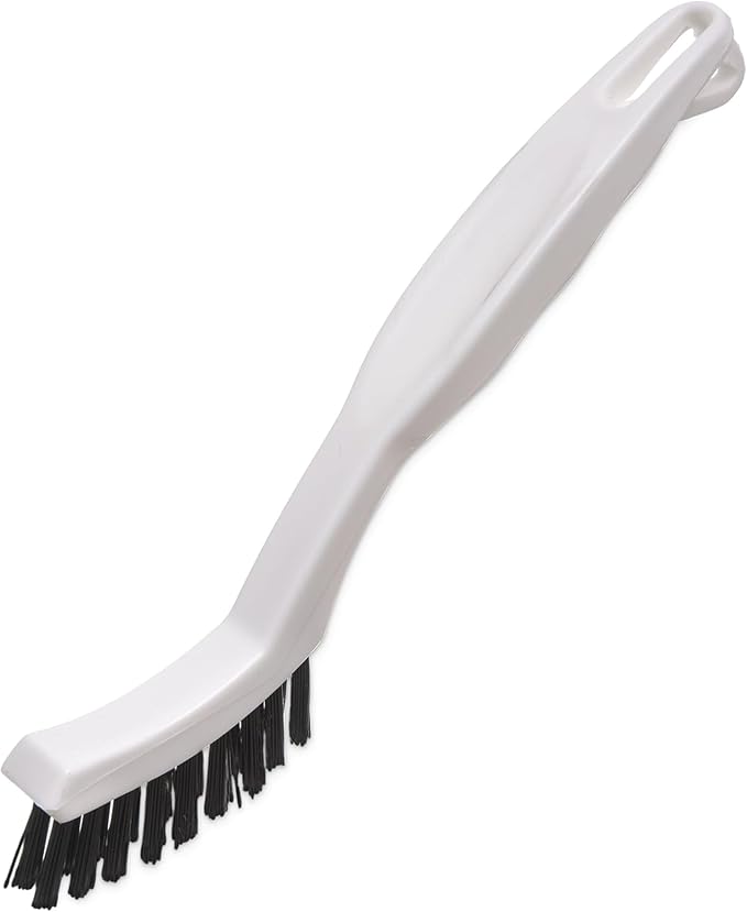 SPARTA Flo-Pac Grout Brush with Nylon Bristles, Scrubber with Handle for Bathroom and Kitchen Tile, 8", White