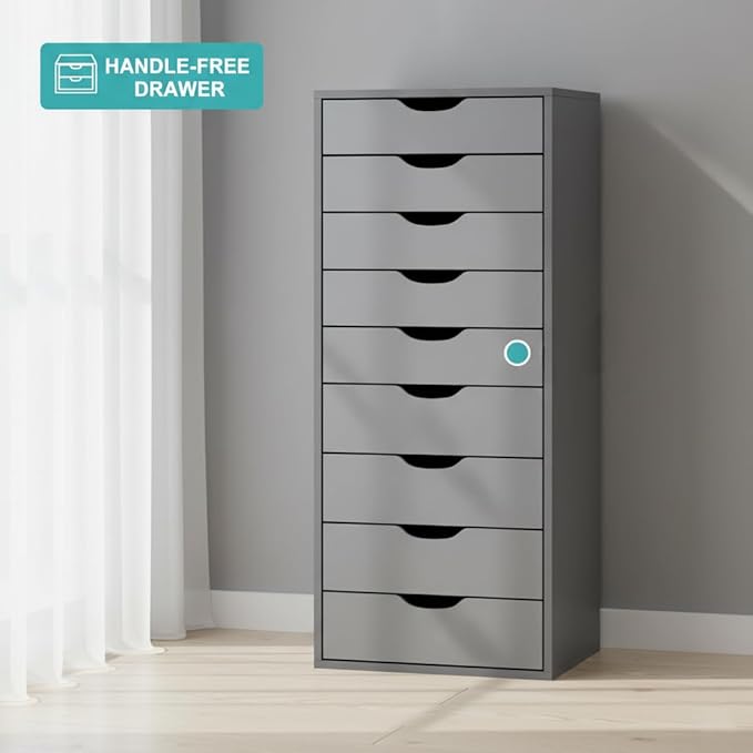Slim Tall 9-Drawer File Cabinet for Small Offices – Narrow Office Storage Cabinet for Home Office, Modern Office File Cabinet Organizer for Cosmetics, Books.