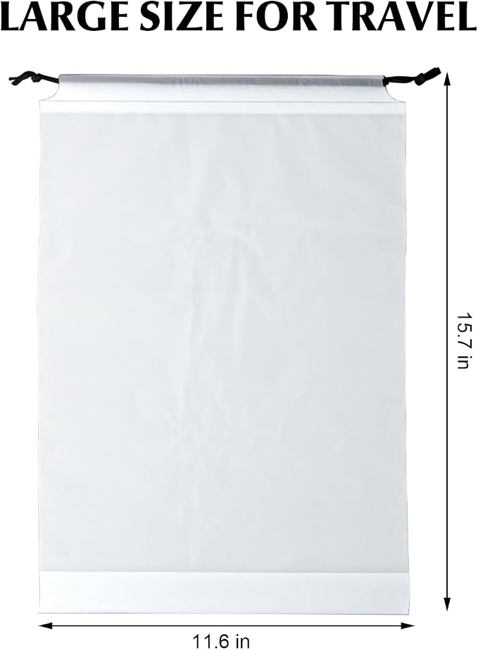 12 Pack Clear Drawstring Travel Shoe Bags, Large Size Transparent Storage Organizer for Men Women
