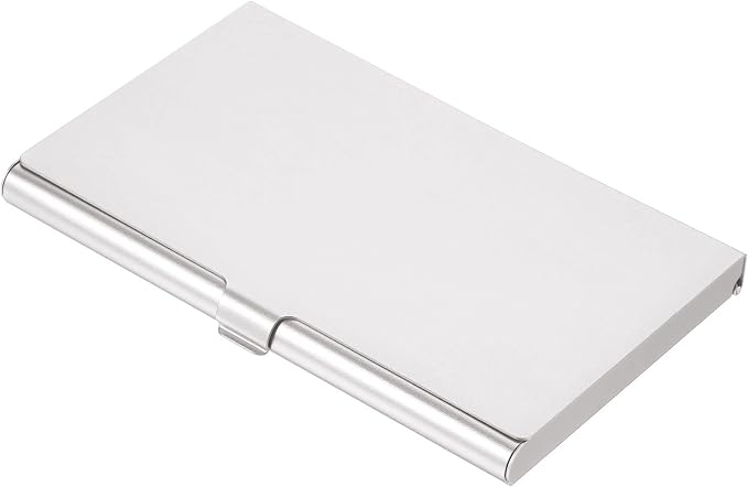 PATIKIL Business Card Holder, Aluminum Alloy Flip Cover Slim Name Cards Case for Women Men, Silver Tone