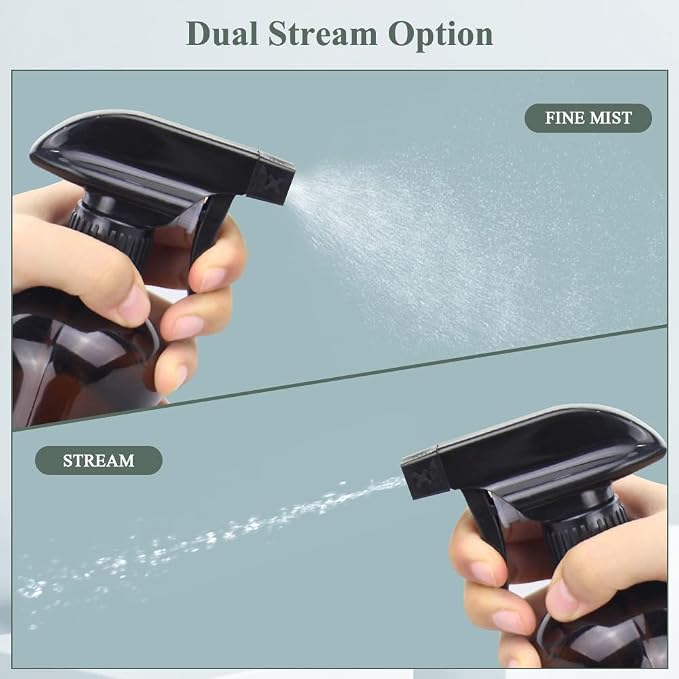 Wedama Spray Nozzle for 8 oz and 16 oz Glass Spray Bottles, Black Trigger Sprayers Replacement with Mist Stream Sprayer Adjustable Spray Bottle Nozzles - 4Pack