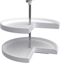 Rev-A-Shelf 2 Tier Pie-Cut Lazy Susan for Corner Base Cabinets, Plastic, 28" Double Shelf Swivel Kitchen Spice and Can Organizer, 28" W x 18.25" D x 26" H, White, 6942-28-11-52