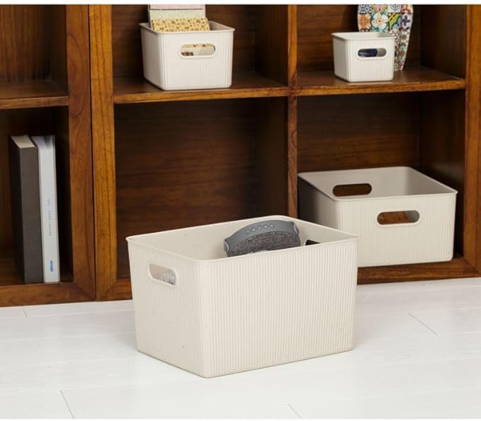 Superio Eco-Friendly Decorative Plastic Basket Open Home Storage Bins Organizer Baskets, X-Large (6 Pack) Container Boxes for Organizing Closet Storage Bins for Shelves Drawer Shelf 22 Liter