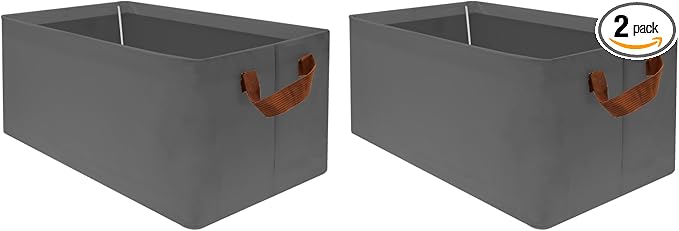 Large Capacity Storage Bins Closet Organizer System, 2PCS Fabric Storage Box with Steel Frame Stackable Shelf Storage Baskets Foldable Wardrobe Storage Box for Clothes Toys (Grey)