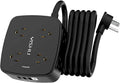 10 Ft Surge Protector Power Strip - 8 Widely Outlets with 4 USB Ports, 3 Side Outlet Extender with 10 Feet Extension Cord, Flat Plug, Wall Mount, Desk USB Charging Station, ETL, Black