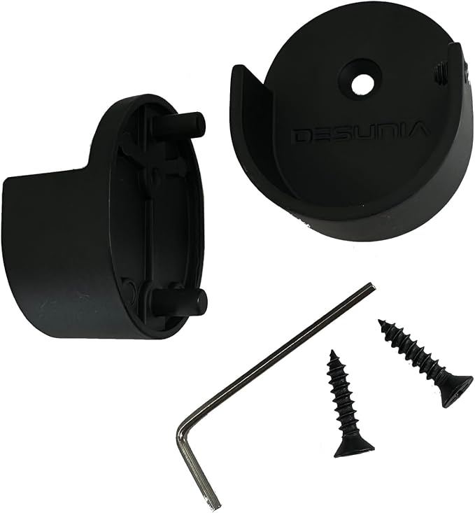 Closet Rod Support Flanges with Rear Pin | Heavy Duty 32mm Clothes Pole End Sockets for Wardrobes | Matte Black | 25 Pair