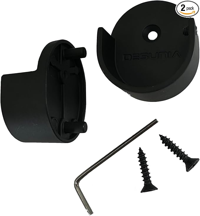 Closet Rod Support Flanges with Rear Pin | Heavy Duty 32mm Clothes Pole End Sockets for Wardrobes | Matte Black | 1 Pair