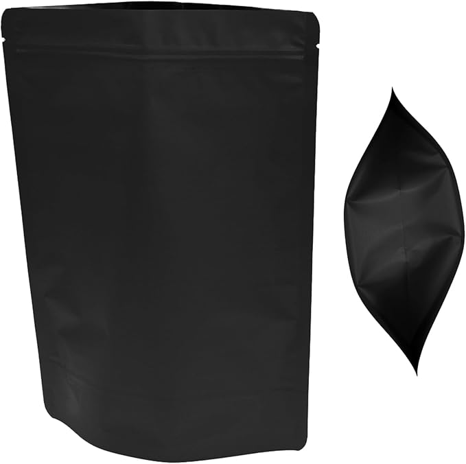 50PCS Smell Proof Resealable Pouch Bags,ULIFESTAR Aluminum Foil Flat Food Storage Bag,Sealable Pcsaging Zipper Pouches with Tear Notches for Pcsaging Lipgloss,Jewelry,etc(18*26cm/7.09*10.24",Black)