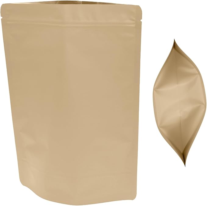 50PCS Smell Proof Resealable Pouch Bags,ULIFESTAR Aluminum Foil Flat Food Storage Bag,Sealable Pcsaging Zipper Pouches with Tear Notches for Pcsaging Lipgloss,Jewelry,etc(18*26cm/7.09*10.24",Gold)
