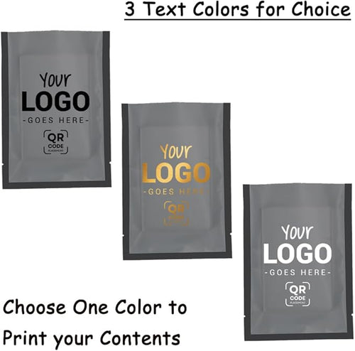 100PCS Customized Vacuum Heat Seal Bag,Open Top Packaging Bag with Clear Front,Single Color Printing for Logo/Text/QR Code (Black, 13 * 18CM/5.0"*7.1"-100PCS-One Color Print)