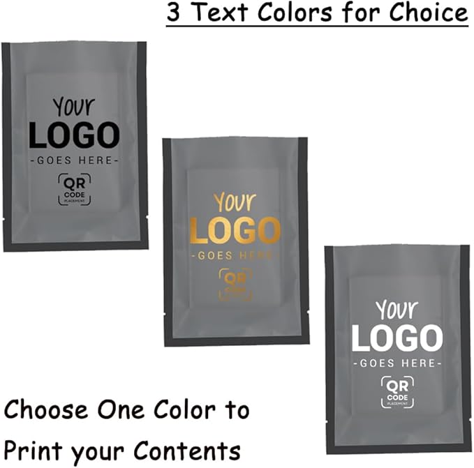 100PCS Customized Vacuum Heat Seal Bag,Open Top Packaging Bag with Clear Front,Single Color Printing for Logo/Text/QR Code (Black, 9 * 13CM/3.5"*5.1"-100PCS-One Color Print)