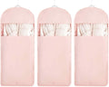 Space Saving Hanging Garment Bag with Self Compression Zipper，Dust Cover Clothes Bags for Down Coat,Dress,Suit，Closet Storage Organizer for Home Travel Use (Pink, XL)