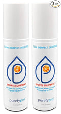 Purefypro Sports Equipment Disinfectant Spray - (3.4oz, 2pk) TSA Travel Size. Kills 99.9999% MRSA, HIV, Athlete Foot Fungus, Virus and Fungi. No Rinse, No Residue. Great For Sports Pads, Yoga Mats,