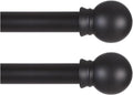 Thestoa 2 pack Black Curtain Rods for Windows 48 to 92 inch, Adjusts Length by Splicing, 5/8" Diameter Matte Black Small Curtain Rods for Bedroom, Living Room, Kitchen, Outdoor, Farmhouse