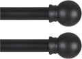Thestoa 2 Pack Black Curtain Rods for Windows 66 to 120 Inch, 5/8" Diameter Matte Black Small Curtain Rods for Bedroom, Living Room, Kitchen, Outdoor, Farmhouse, Cafe
