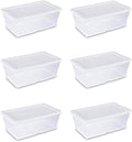 Sterilite 16428012 6 Quart/5.7 Liter Storage Box, White Lid with Clear Base (Pack of 6)
