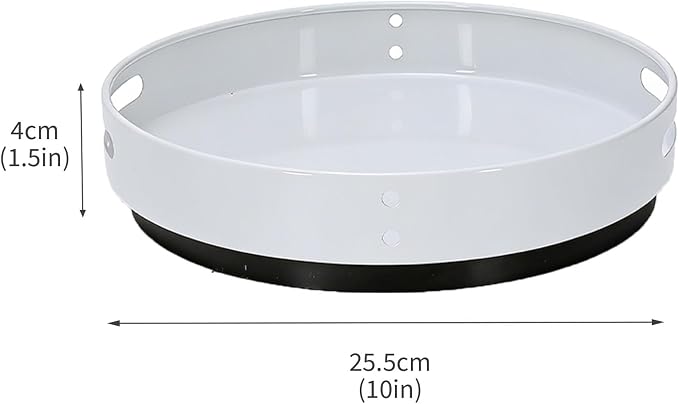 Medicine Cabinet Organizer, Lazy Susan Turntable for Pill Bottles and Vitamin Storage, White Plastic Rotating Tray with Side Grip Openings for Bathroom, Pantry, Vanity