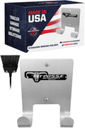 Pit Posse PP3187 Aluminum Broom Holder Hanger for Enclosed Trailer Garage Shop Storage - Made in USA - Wall Mount Utility Rack Caddy Cabinet Organizer Van Auto Workshop RV Whisk/Angle Sweeper (Silver)