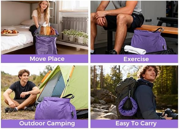 Compression Travel Laundry Bag for Dirty Clothes, Pump-Free Laundry Bag for Suitcase & Dorm, Waterproof Wet Dry Clothes Organizer, Large Capacity Space Saving Travel Bag (1 Pcs)(Purple, M)