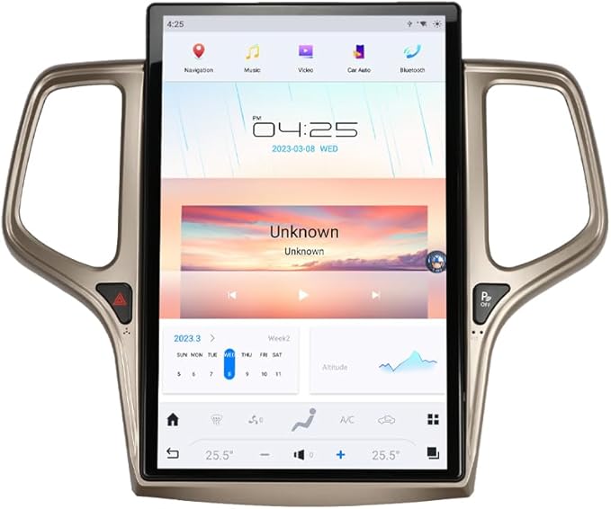 14.4 Inch Qualcomm Android 11 Car Radio for Jeep Grand Cherokee 2014-2020 Stereo Upgrade Tesla Style IPS Touch Screen Android Auto GPS Navigation Head Unit Multimedia Player