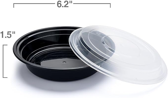 Glotoch Round Reusable Meal Prep Containers with Lids, 16 oz, 150 Pack | To Go Food Containers in Bulk, Microwave, Freezer and Dishwasher Safe, Leak-Resistant, for Salads, Snacks and Portion Control